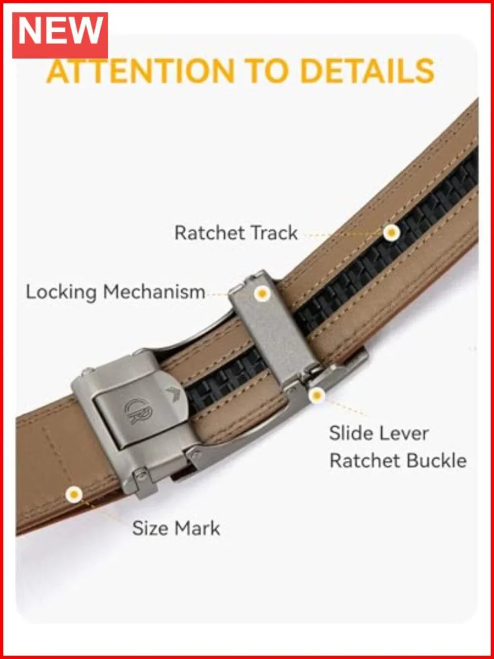 Genuine Leather Ratchet Belt Micro Adjustable for Dress Pants